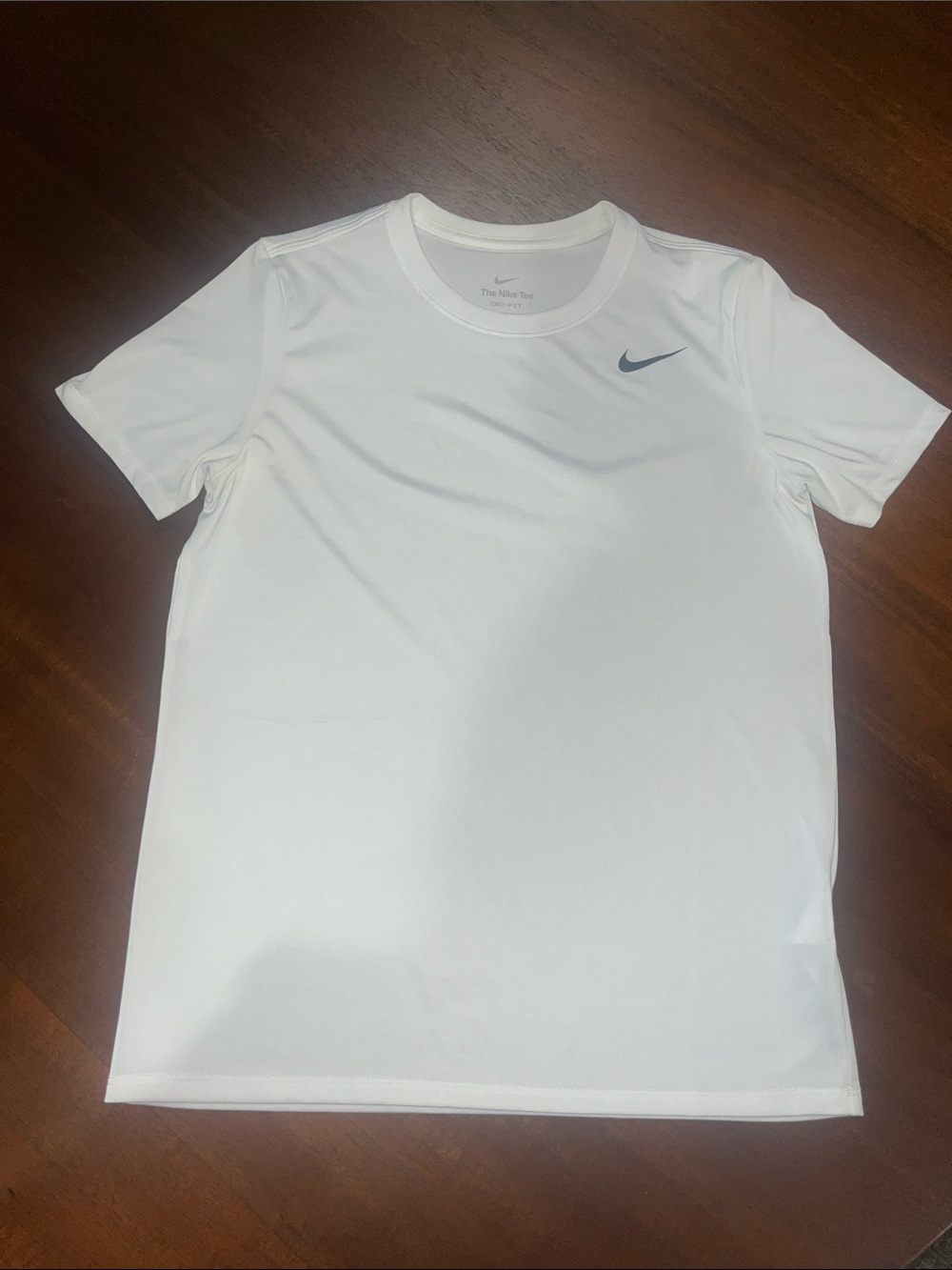 Nike White Short-Sleeve Dri-FIT Athletic Tee with Black Swoosh